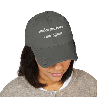 make america emo again Dad Hat | Distressed Embroidered Cap