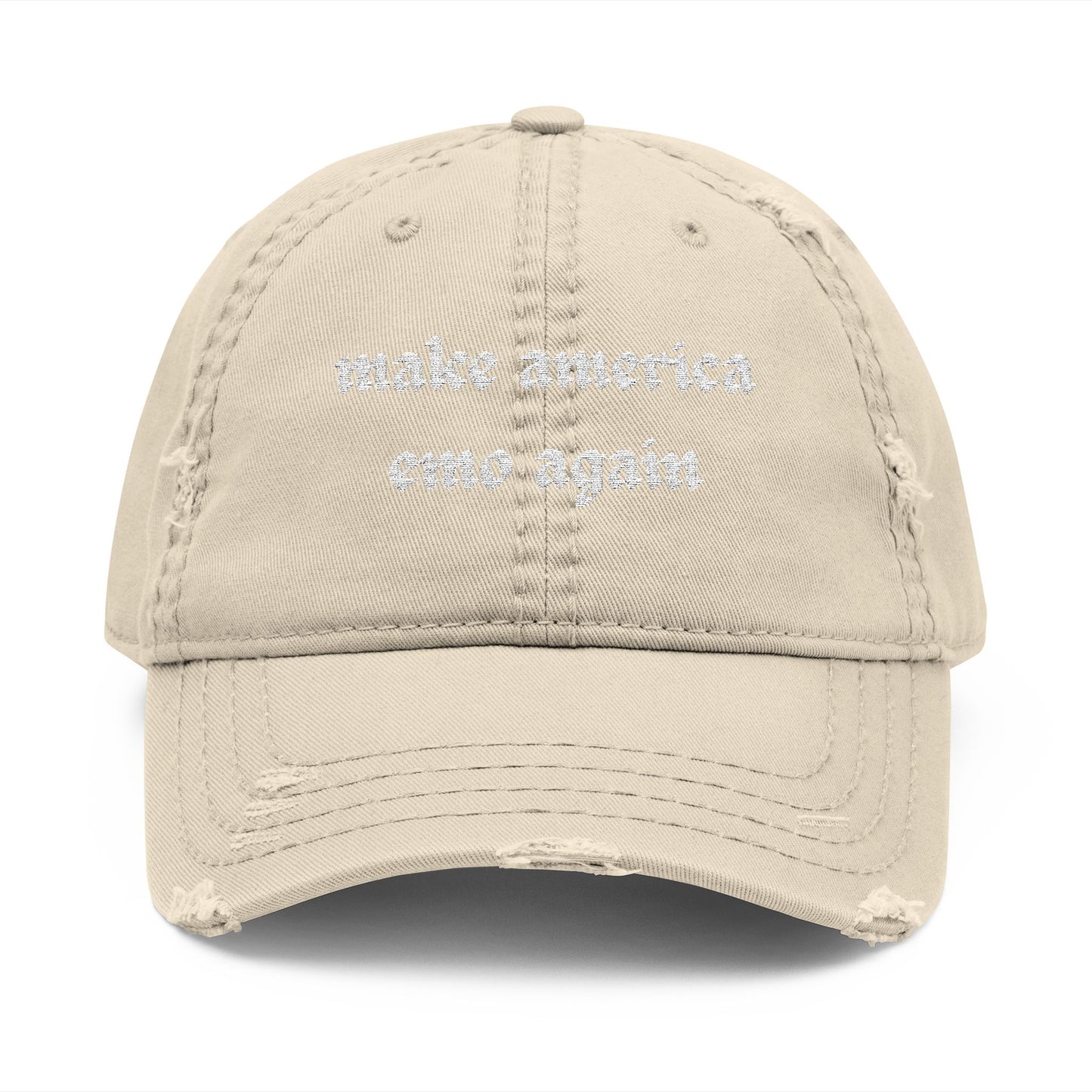 make america emo again Dad Hat | Distressed Embroidered Cap