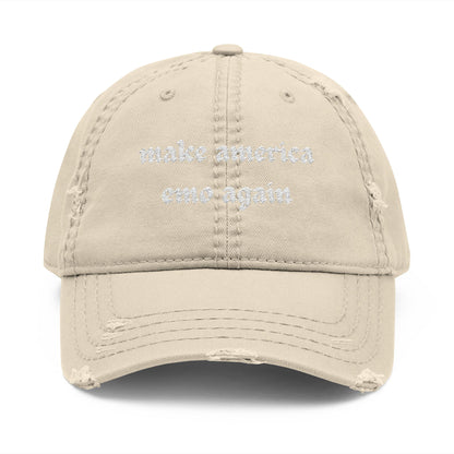 make america emo again Dad Hat | Distressed Embroidered Cap