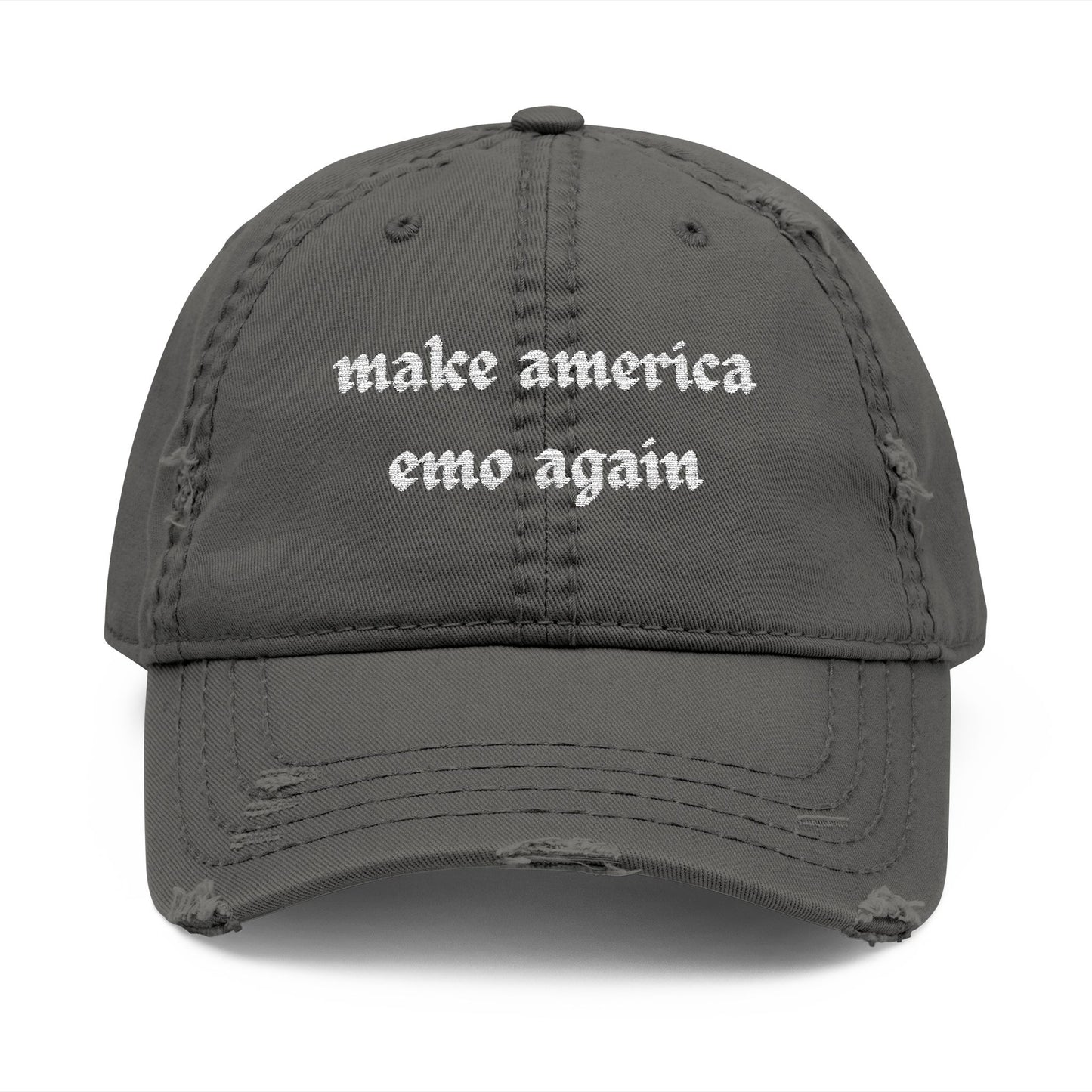 make america emo again Dad Hat | Distressed Embroidered Cap