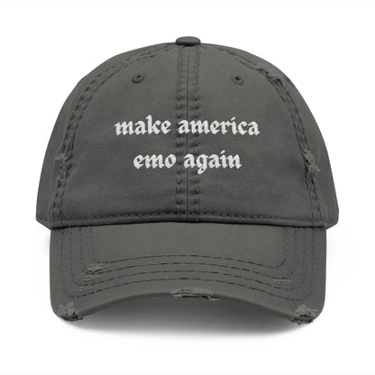 make america emo again Dad Hat | Distressed Embroidered Cap