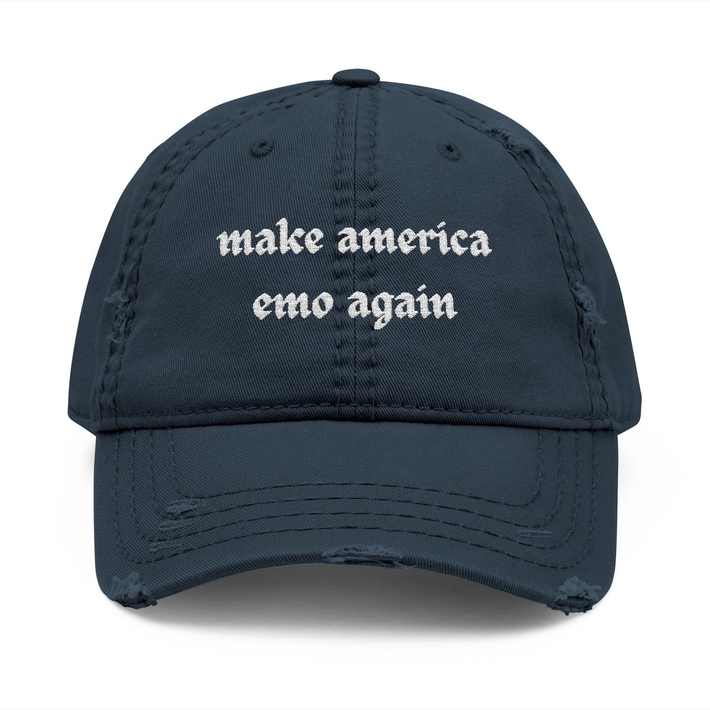 make america emo again Dad Hat | Distressed Embroidered Cap