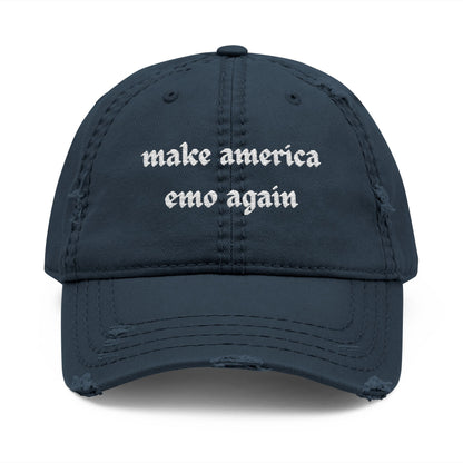 make america emo again Dad Hat | Distressed Embroidered Cap